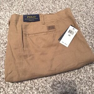 Polo Ralph Lauren Shorts Men 46B Big 9" Khaki Linen Blend Quiet Luxury Beige New
